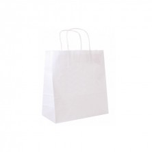 Bolsas Celulosa Blancas Con Asa Tipo Cordel 32 + 16 x 31 cm (Caja 250 Uds)