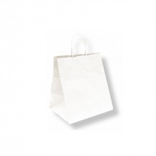 Bolsa Celulosa Blanca Con Asas Tipo Cordel 26 + 20 x 27 cm (Caja 250 Uds)