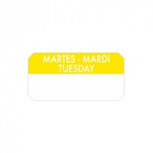 Rollo De Etiquetas Adhesivas "Martes" Amarillas Para Identificar Día, Uso O Caducidad Y Contenido (1.000 Uds)