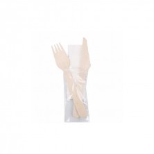 Set Makan Tenedor, Cuchillo y Servilleta 16 cm (Caja 100Uds)