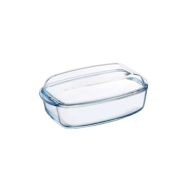 Irresistible fuente rectangular de vidrio resistente con agarre
