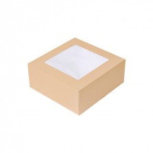 Cajas Pastelería Cuadradas Con Ventana Kraft 18 x 18 x 7,5 cm (Pack 50 Uds.)