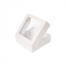 Cajas Pastelería Cuadradas Con Ventana Blanca 23 x 23 x 7,5 cm (Pack 50 Uds.)