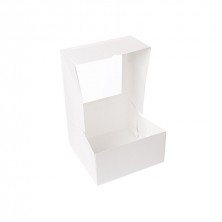 Cajas Pastelería Cuadradas Con Ventana Blanca 24 x 24 x 12 cm (Pack 50 Uds.)