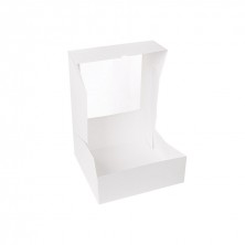 Cajas Pastelería Cuadradas Con Ventana Blanca 28 x 28 x 10 cm (Pack 50 Uds.)