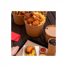 Cubo Para Pollo Con Tapa Kraft 1.920 ml (Pack 50 Uds.) García de Pou - La Casa de Vesta