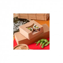 Envase Para Sushi Con Ventana Kraft 10 x 10 x 4 cm. (Pack 50 Uds.) García de Pou - La Casa de Vesta