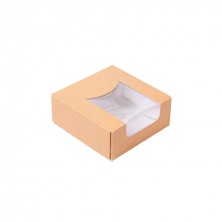 Envase Para Sushi Con Ventana Kraft 10 x 10 x 4 cm. (Pack 50 Uds.) García de Pou - La Casa de Vesta