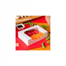 Envase Para Sushi Con Ventana Blanca 17,5 x 12 x 4,5 cm. (Pack 50 Uds.) García de Pou - La Casa de Vesta