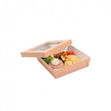 Caja Con Tapa Y Ventana Kraft 14 x14 x 5 cm. (Pack 25 Uds.) García de Pou - La Casa de Vesta