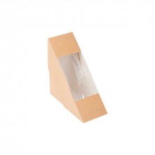 Caja Sándwiches Simple Kraft Con Ventana 12,4 x 12,4 x 5,5 cm (Pack 50 Uds.) García de Pou - La Casa de Vesta