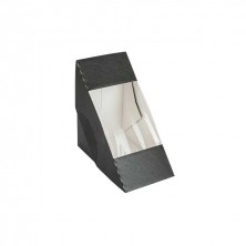 Caja Sándwiches Doble Negra Con Ventana 12,4 x 12,4 x 7,5 cm (Pack 50 Uds.) García de Pou - La Casa de Vesta