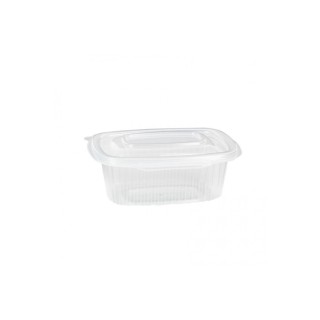 Tarrina Rectangular Con Tapa Bisagra PP 250 ml. (Pack 50 Uds.)