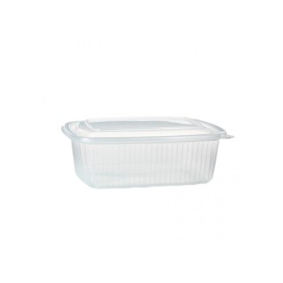 Tarrina Rectangular Con Tapa Bisagra PP 1.000 ml. (Pack 50 Uds.)